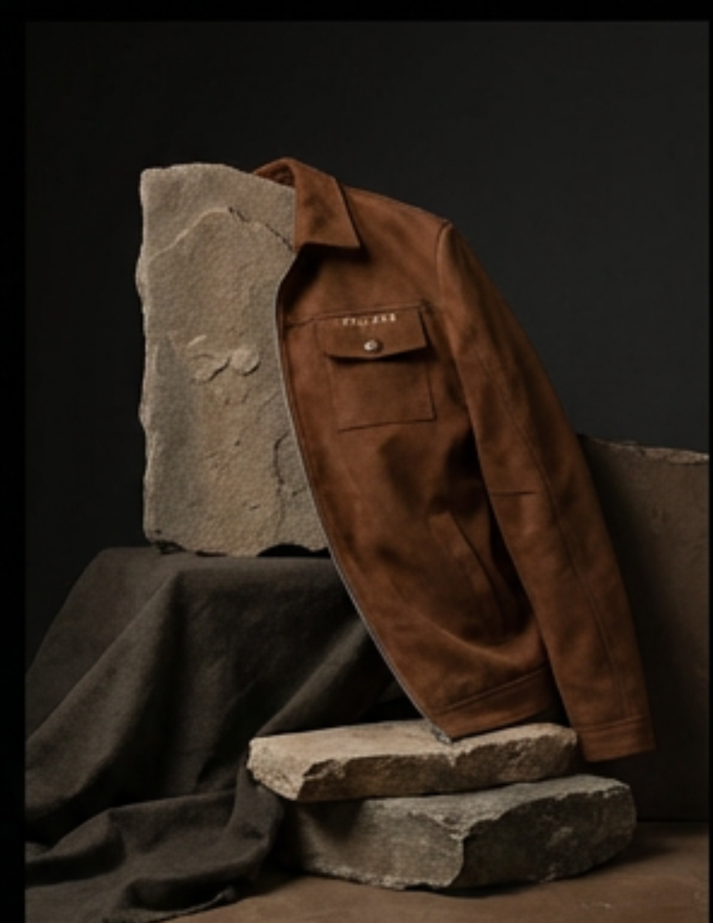 STRETCH SUEDE JACKET CAMEL BROWN