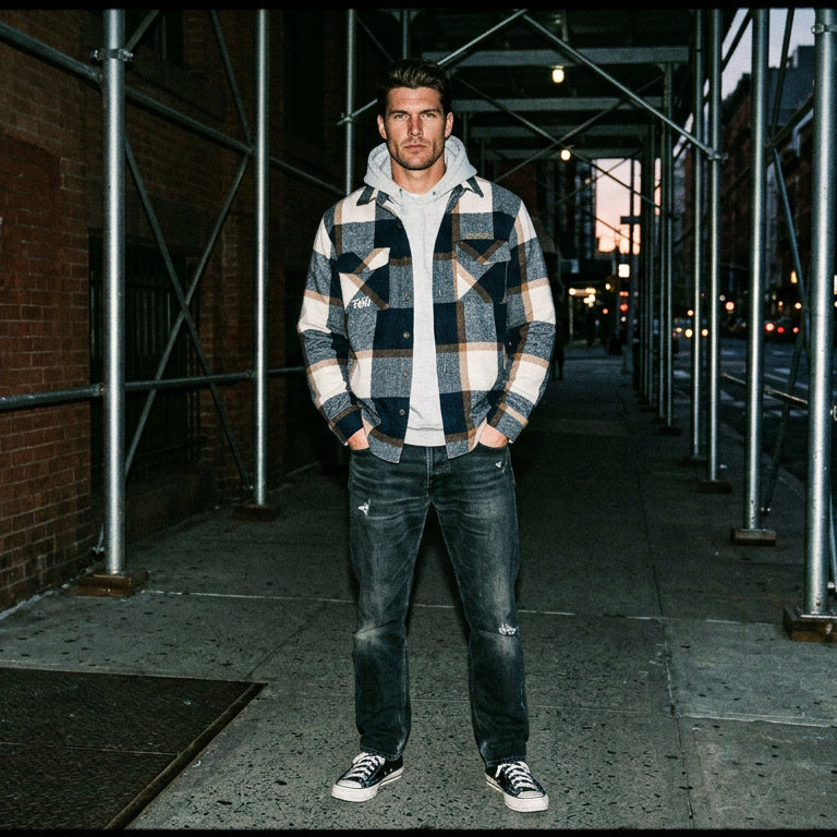 CORDELL BRUSHED FLANNEL PLAID LIGHTWEIGHT JACKET