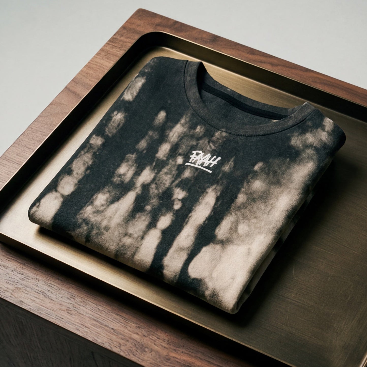 Collage of a tie-dye sweatshirt with 'FAAH' branding in various angles.